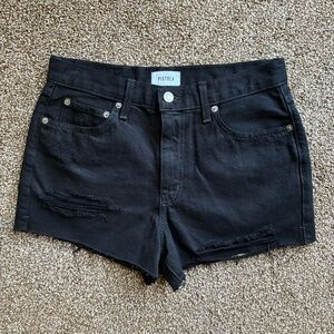 NWT Pistola Nova Black Denim Relaxed High Rise Cut Off Shorts, Size 28